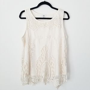 Bar III Cream Lace Tank Top